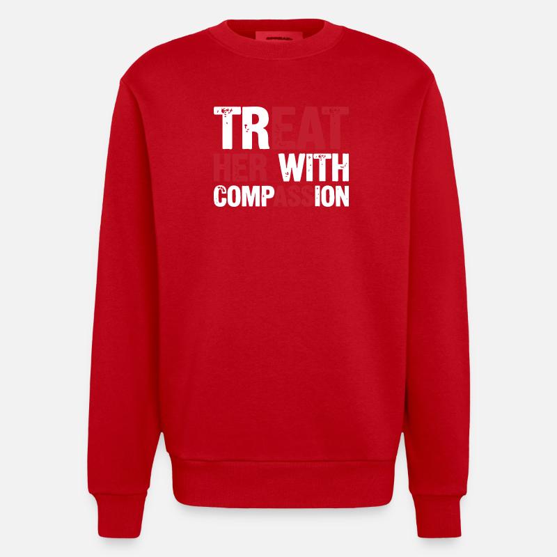 Behandle sie mit Mitgefühl - Heavyweight Oversized Organic Crew Neck Made in EU - Rot