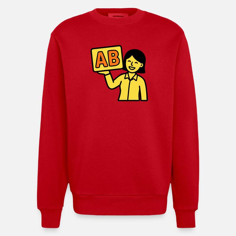 Teacher Elementary School ABC Vector - Heavyweight Oversized Organic Crew Neck Made in EU - red