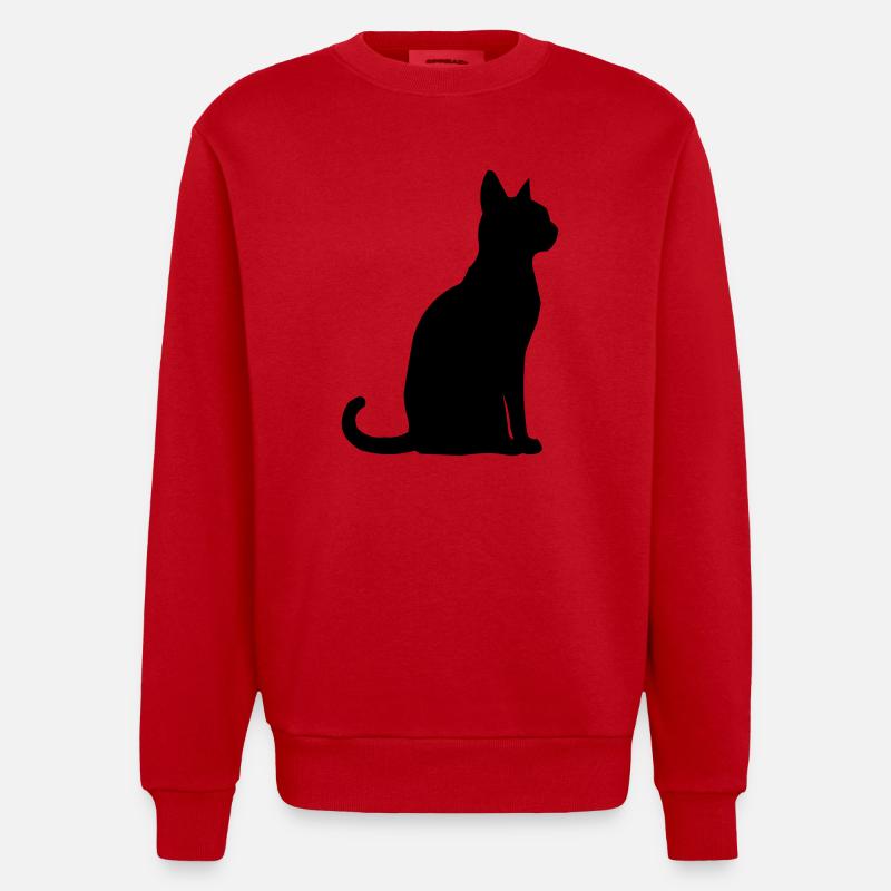 Katze Tier - Heavyweight Oversized Organic Crew Neck Made in EU - Rot