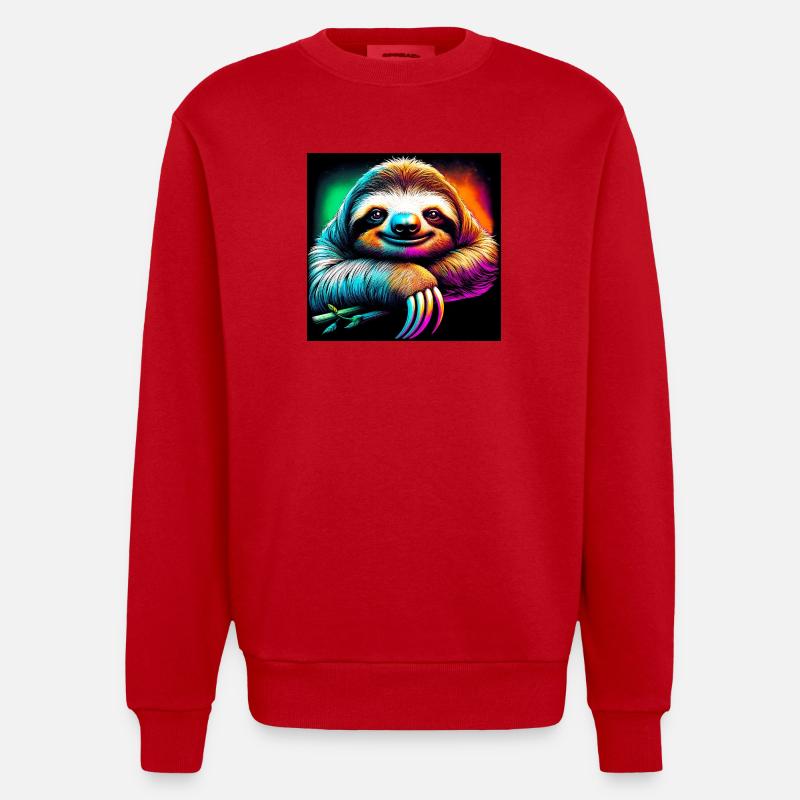 sloth - Heavyweight Oversized Organic Crew Neck Made in EU - red