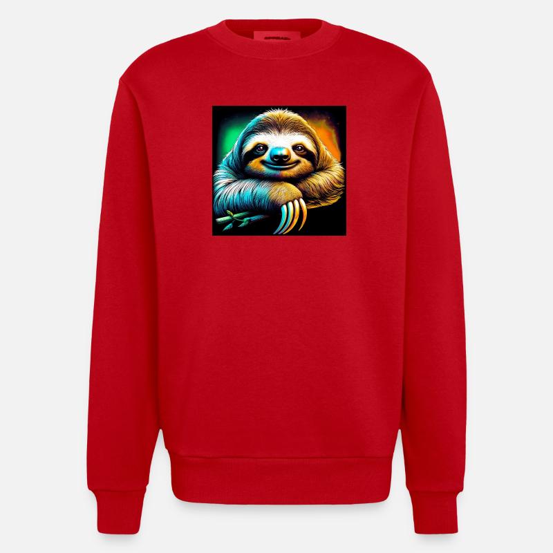 sloth - Heavyweight Oversized Organic Crew Neck Made in EU - red