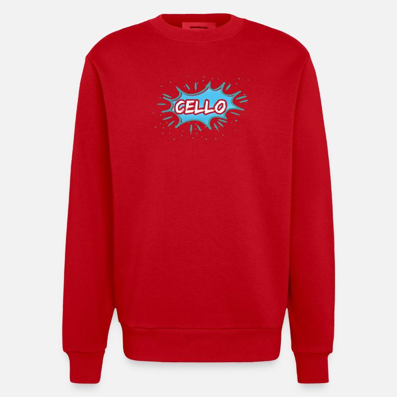 Geschenk Cello - Heavyweight Oversized Organic Crew Neck Made in EU - Rot