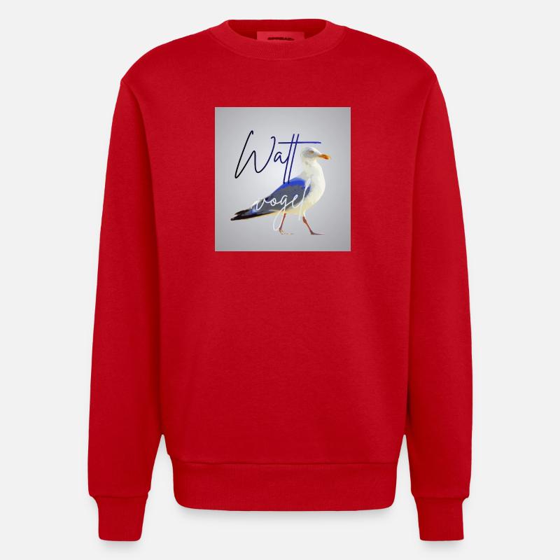 Wattvogel_3 - Sweat bio épais oversize fabriqué en UE - rouge