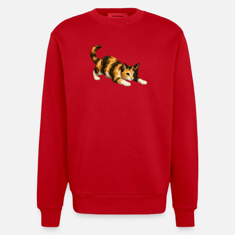 Emmi PolygonCat Art - Sweat bio épais oversize fabriqué en UE - rouge