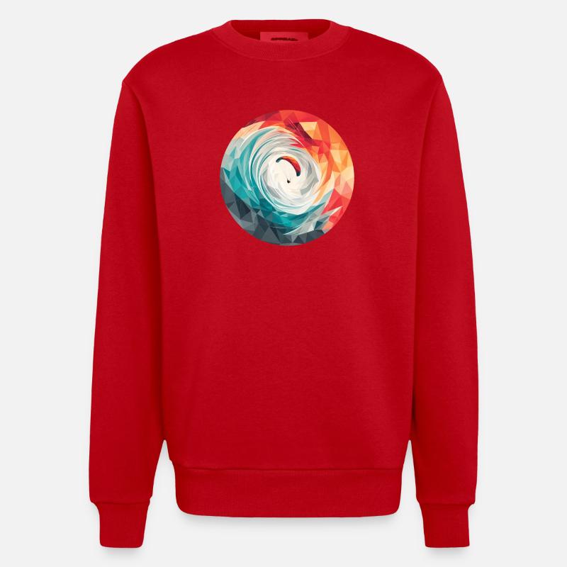 Geometric Vortex Paragliding - Heavyweight Oversized Organic Crew Neck Made in EU - red