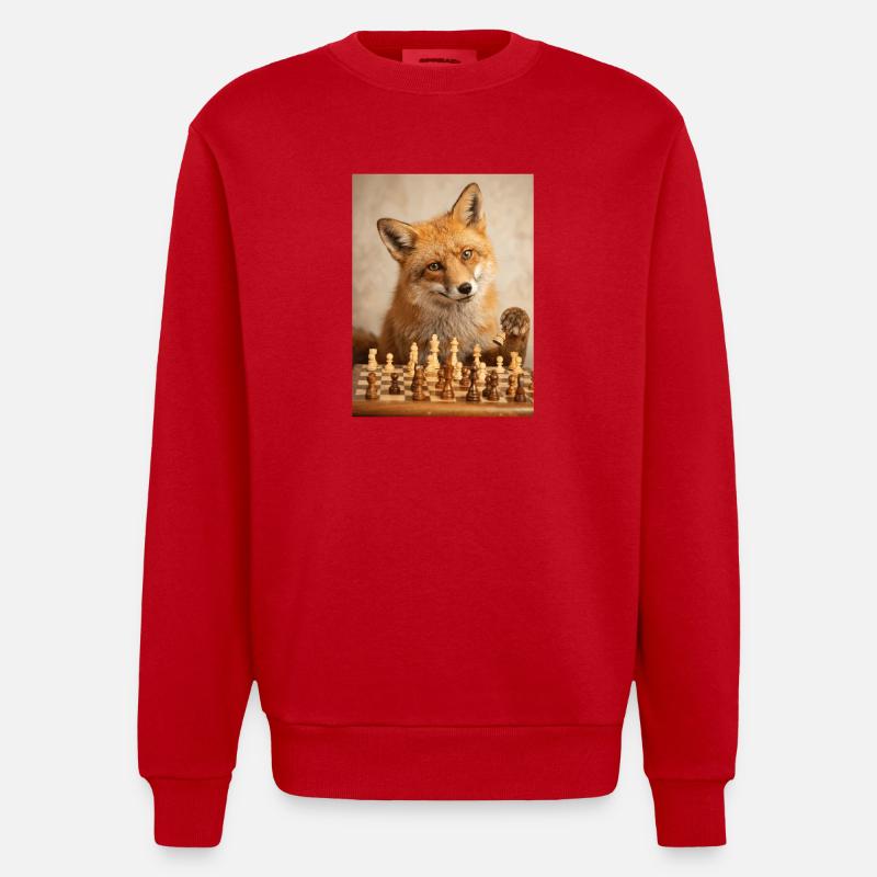 Fuchs spielt Schach - Heavyweight Oversized Organic Crew Neck Made in EU - Rot