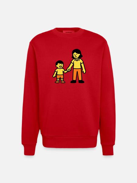 Erzieherin Kind Hand Logo - Heavyweight Oversized Organic Crew Neck Made in EU - Rot