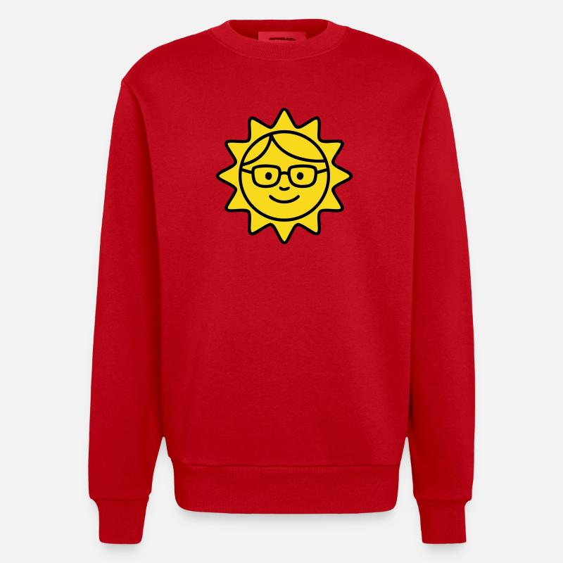 Lachende Sonne Brille Comic - Heavyweight Oversized Organic Crew Neck Made in EU - Rot