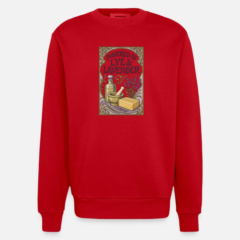 Lye & Lavender | Soap boiling - Heavyweight Oversized Organic Crew Neck Made in EU - red