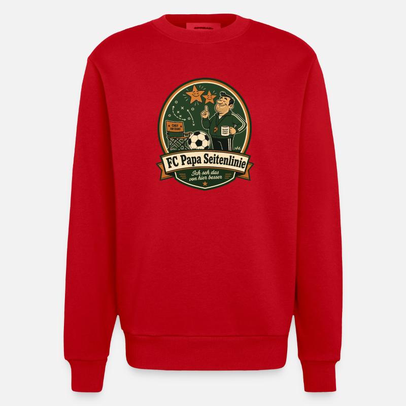 FC Papa Sideline - Heavyweight Oversized Organic Crew Neck Made in EU - red