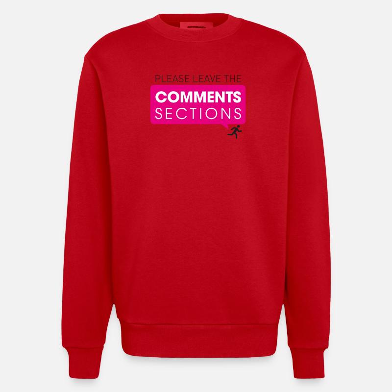 Please Leave The Comments Section - Heavyweight Oversized Organic Crew Neck Made in EU - red