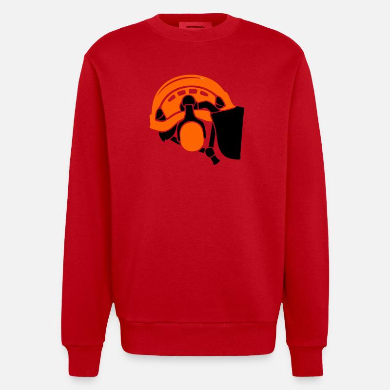 Forsthelm Baumpflege Waldarbeiter Holzfäller - Heavyweight Oversized Organic Crew Neck Made in EU - Rot