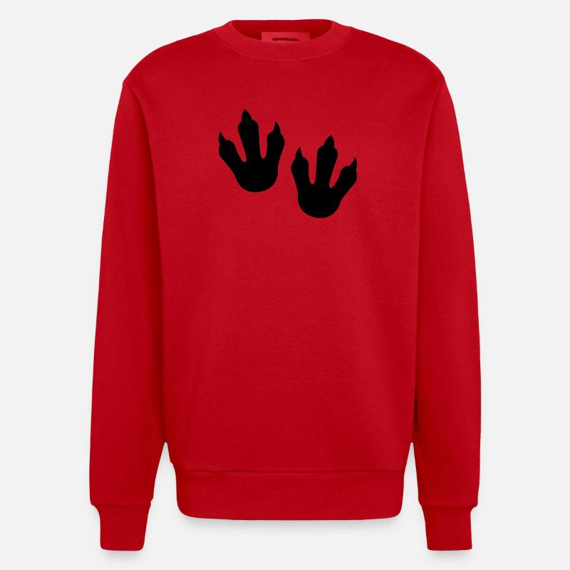 Dinosaur Footprints - Heavyweight Oversized Organic Crew Neck Made in EU - red