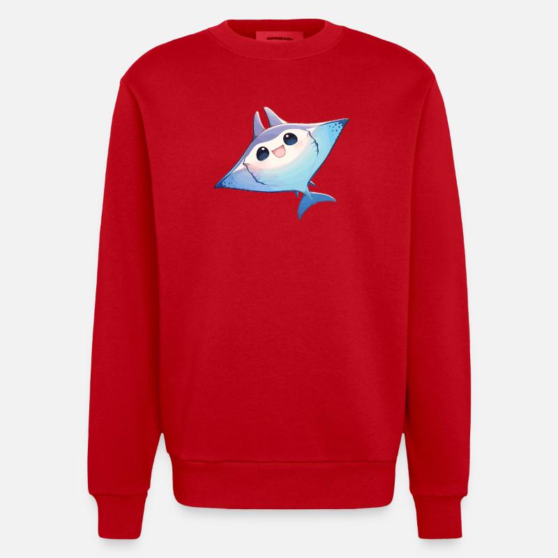 Rochen Mantarochen - Heavyweight Oversized Organic Crew Neck Made in EU - Rot
