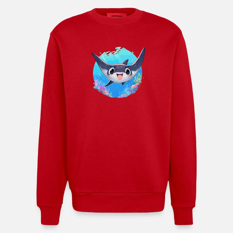 Rays Manta Rays - Heavyweight Oversized Organic Crew Neck Made in EU - red