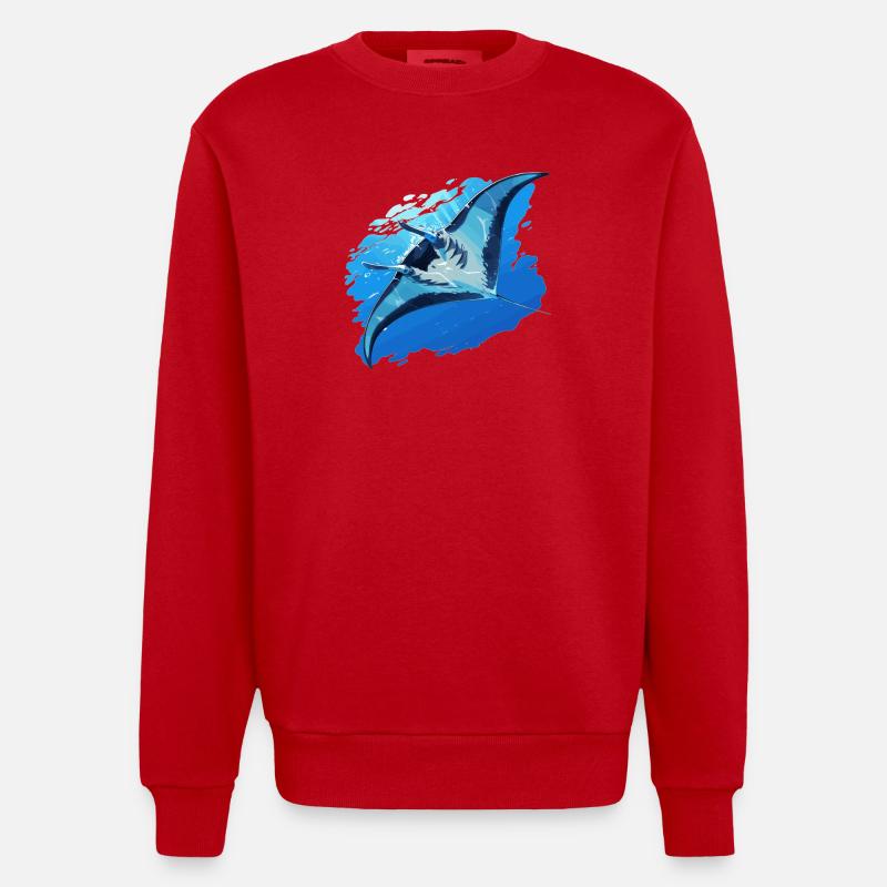 Rays Manta Rays - Heavyweight Oversized Organic Crew Neck Made in EU - red