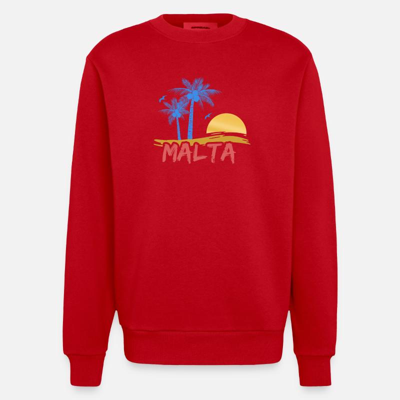 Malta - Heavyweight Oversized Organic Crew Neck Made in EU - Rot