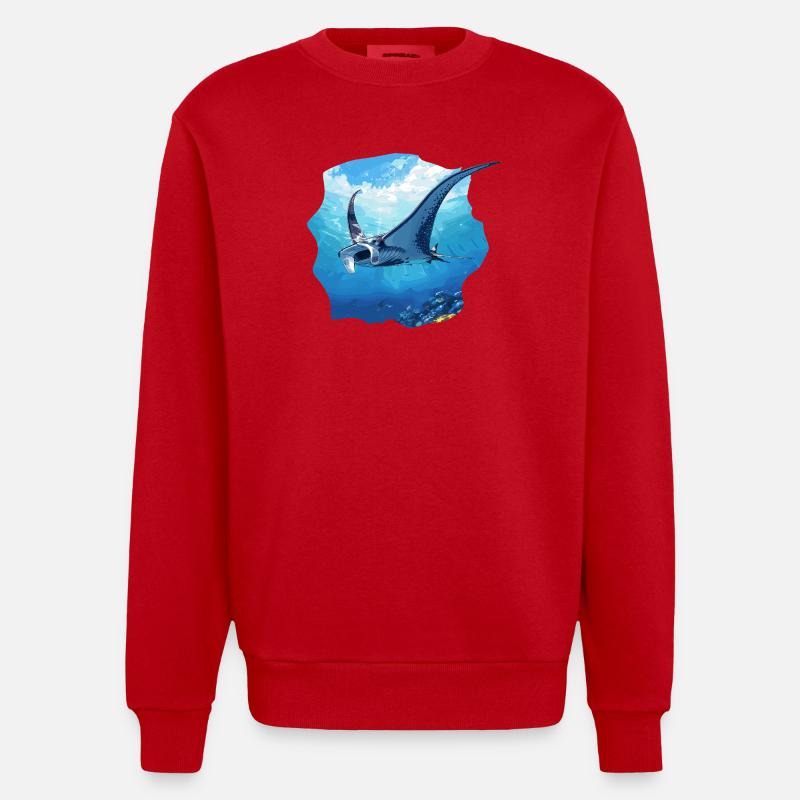 Rochen Mantarochen - Heavyweight Oversized Organic Crew Neck Made in EU - Rot