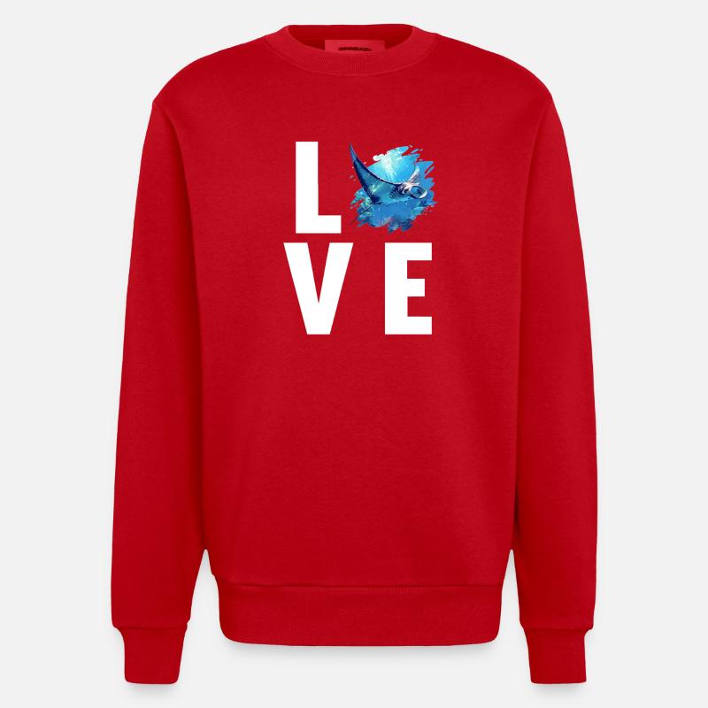 Rays Manta Rays - Heavyweight Oversized Organic Crew Neck Made in EU - red