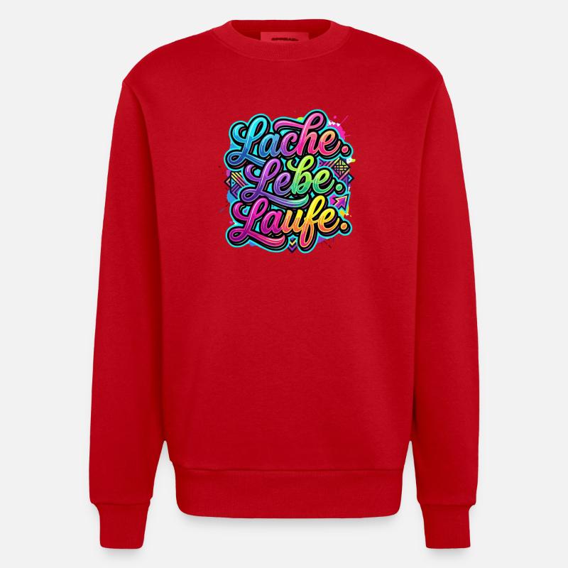 Laugh Live Run Graffiti - Sweat bio épais oversize fabriqué en UE - rouge