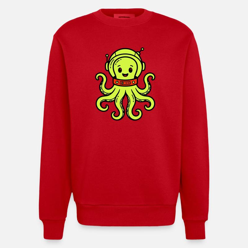 cute alien - Heavyweight Oversized Organic Crew Neck Made in EU - red