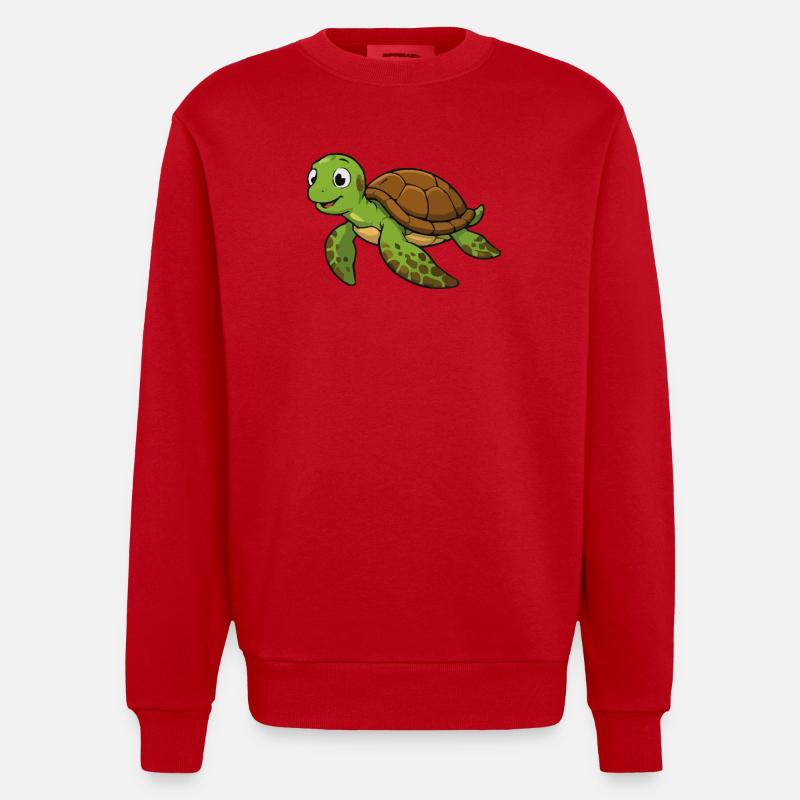 Cuddly turtle illustration - Heavyweight Oversized Organic Crew Neck Made in EU - red