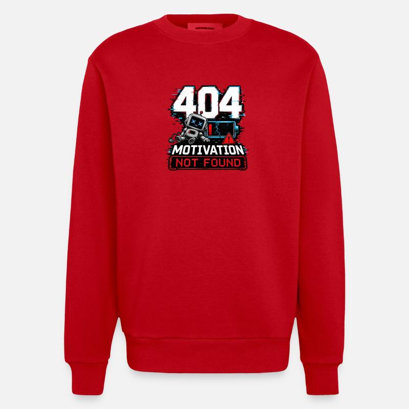 404 Motivation Not Found Roboter - Heavyweight Oversized Organic Crew Neck Made in EU - Rot
