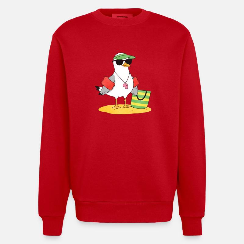 Look plage de la mouette - Sweat bio épais oversize fabriqué en UE - rouge