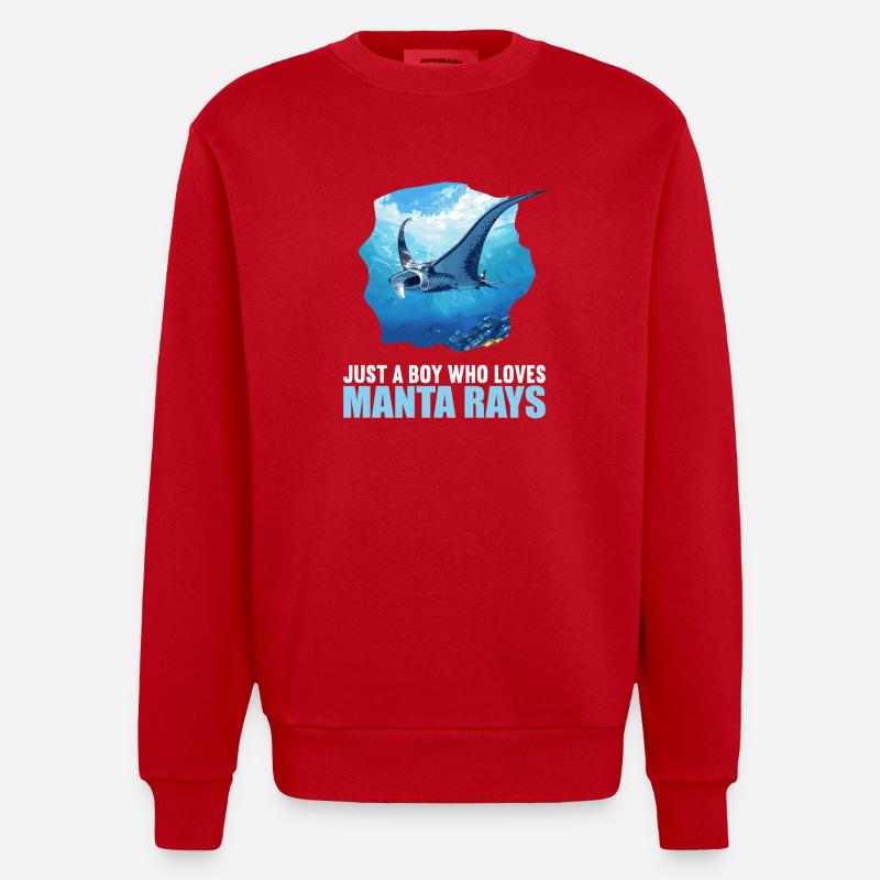 Rochen Mantarochen - Heavyweight Oversized Organic Crew Neck Made in EU - Rot