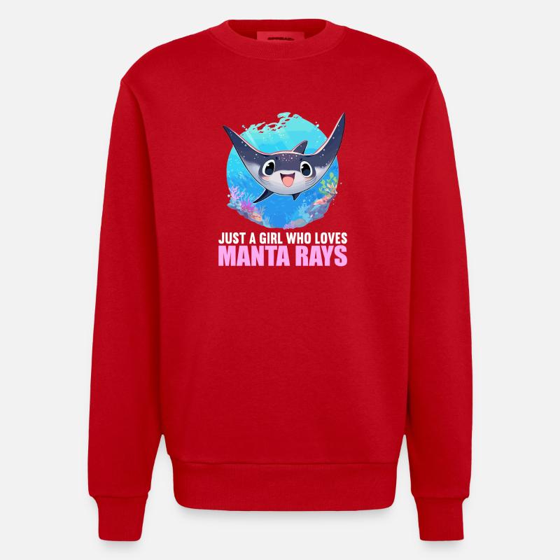 Rochen Mantarochen - Heavyweight Oversized Organic Crew Neck Made in EU - Rot