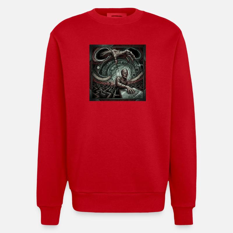 Kontrollstränge - Heavyweight Oversized Organic Crew Neck Made in EU - Rot