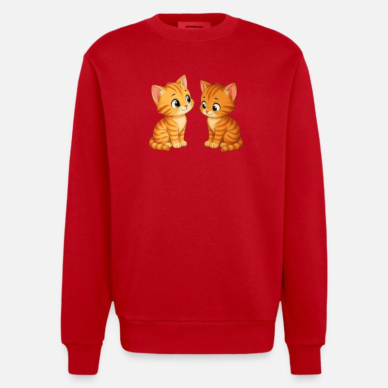 Deux mignons chatons - Sweat bio épais oversize fabriqué en UE - rouge