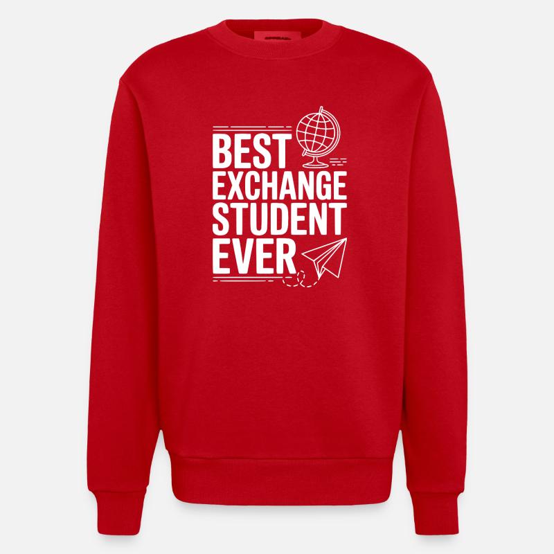 Best Exchange Student Ever - Heavyweight Oversized Organic Crew Neck Made in EU - red