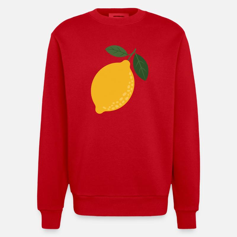 Sunny Lemon mit Leaf Duo - Heavyweight Oversized Organic Crew Neck Made in EU - Rot