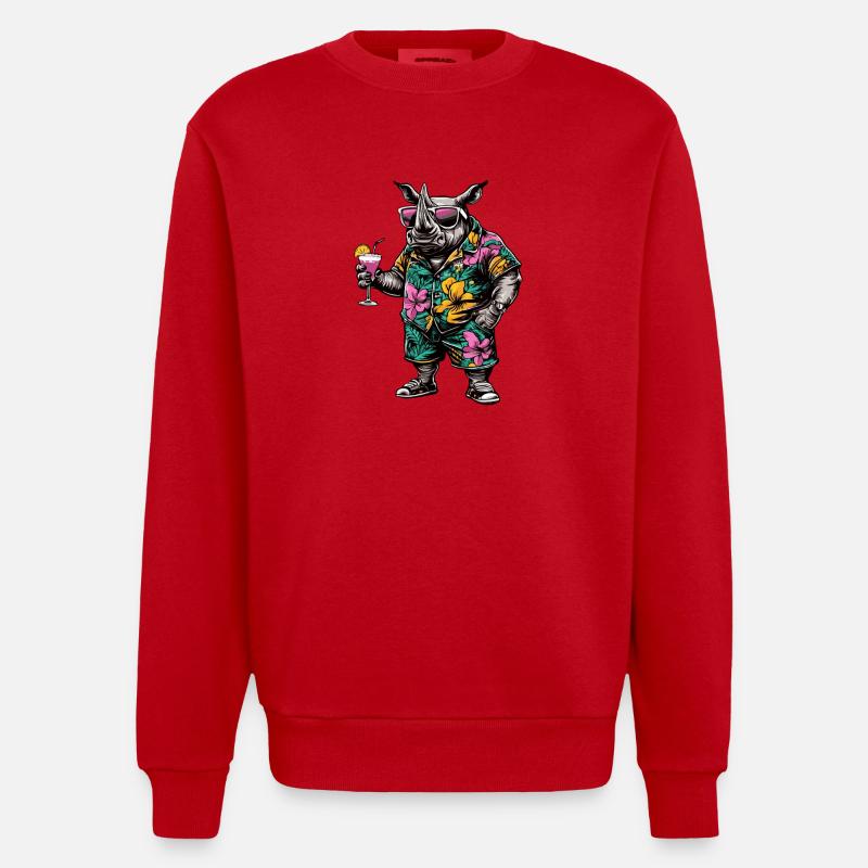 Nashorn Comic Sommer - Heavyweight Oversized Organic Crew Neck Made in EU - Rot