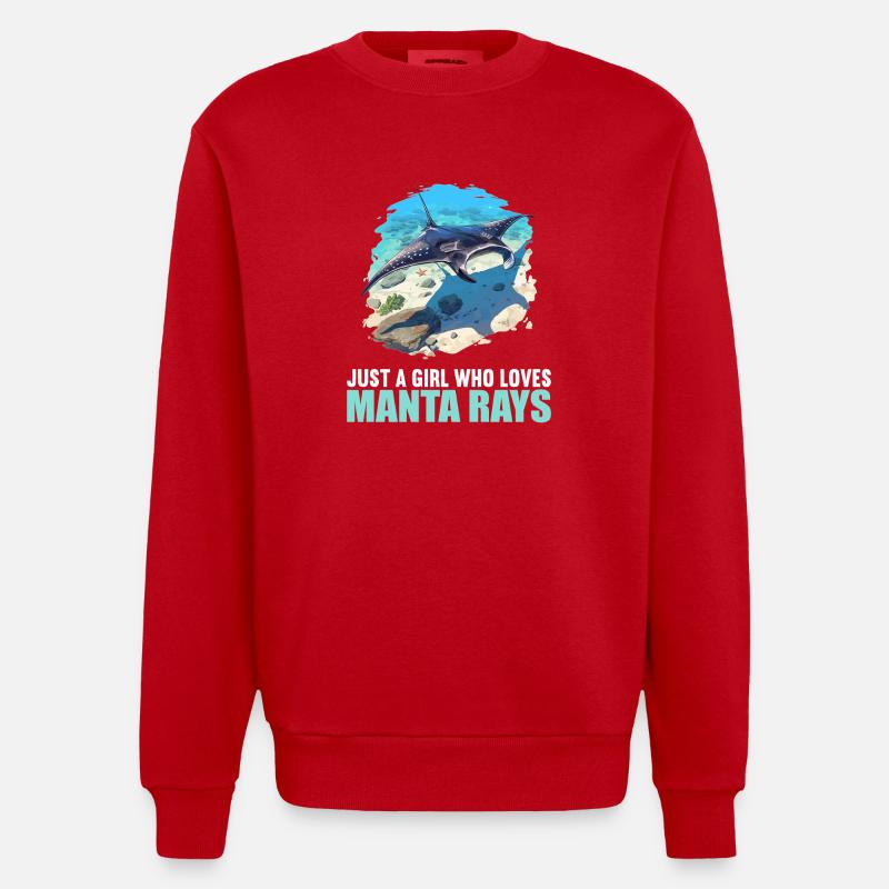 Rochen Mantarochen - Heavyweight Oversized Organic Crew Neck Made in EU - Rot