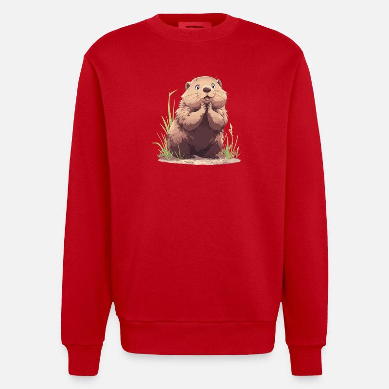 Marmots Groundhog - Heavyweight Oversized Organic Crew Neck Made in EU - red