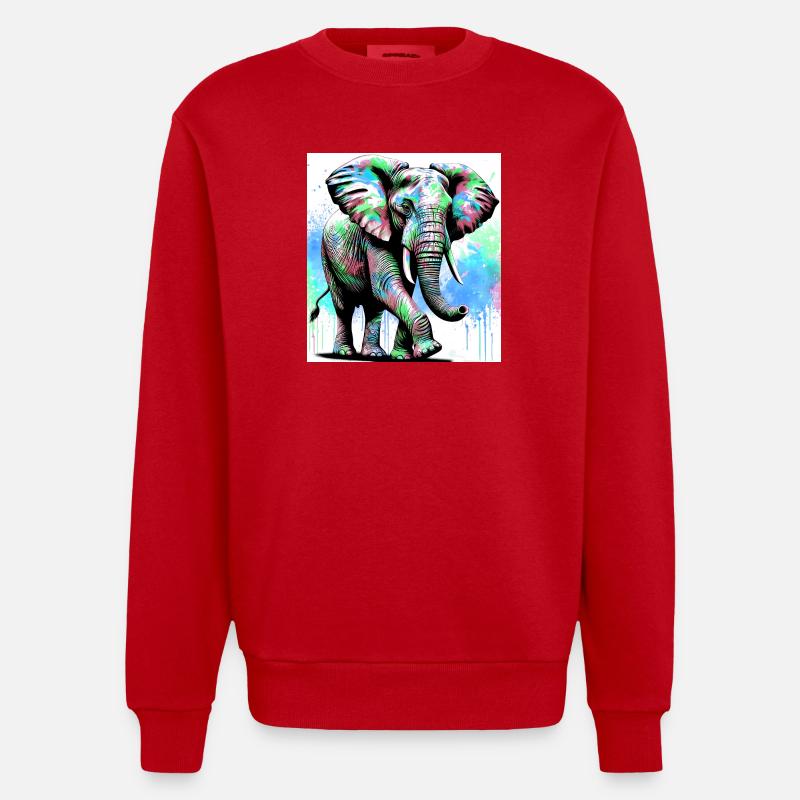 éléphant - Sweat bio épais oversize fabriqué en UE - rouge