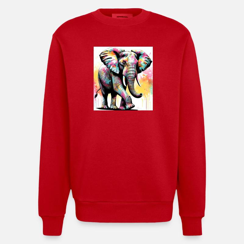 éléphant - Sweat bio épais oversize fabriqué en UE - rouge