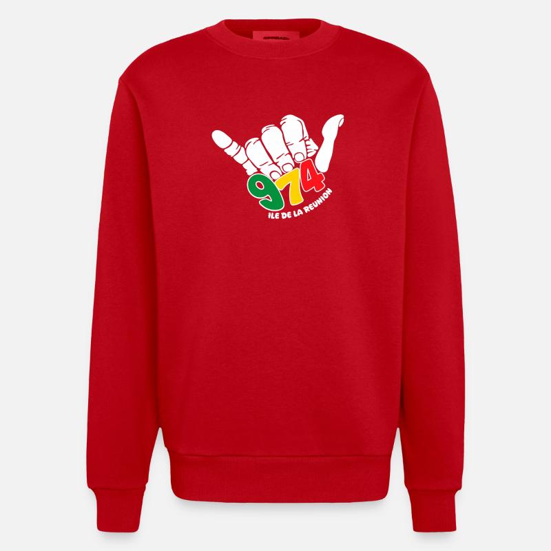 974 Île de la Réunion - Sweat bio épais oversize fabriqué en UE - rouge