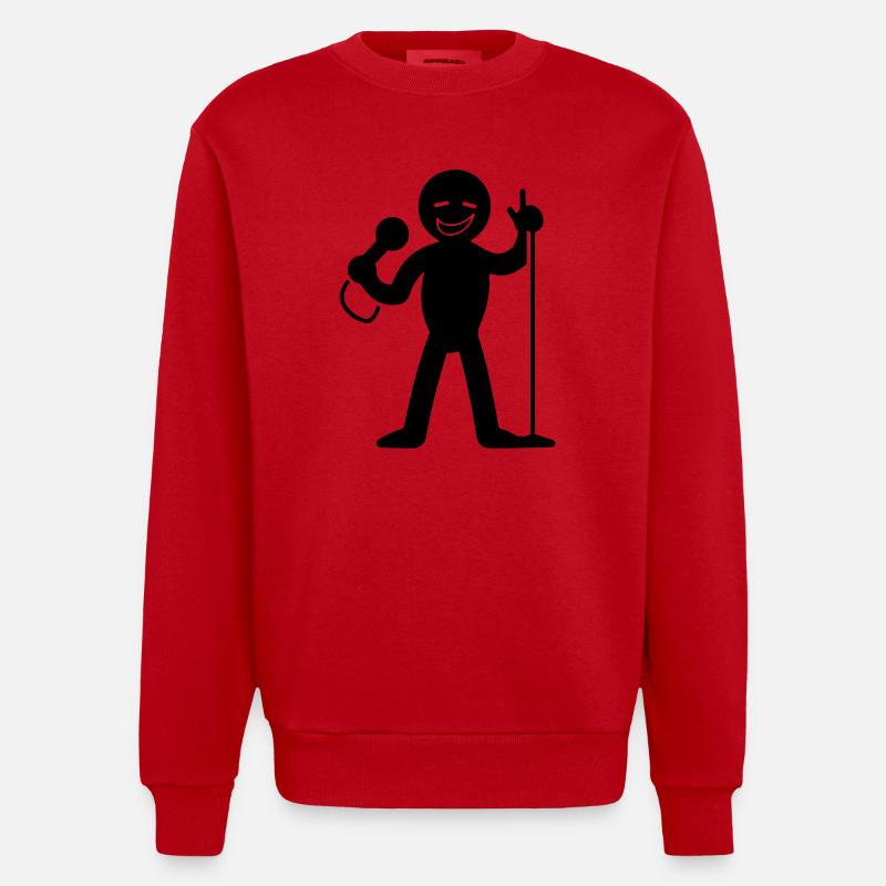 Chanteur avec micro - Sweat bio épais oversize fabriqué en UE - rouge