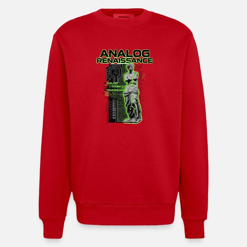 Cyberpunk de la Renaissance analogique - Sweat bio épais oversize fabriqué en UE - rouge