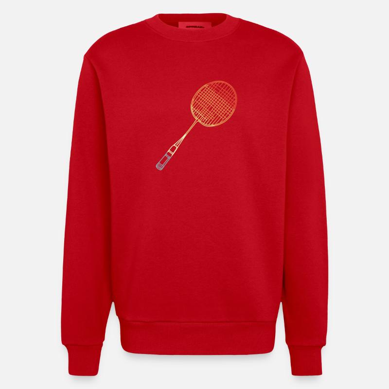 Badminton Racket Sketch - Heavyweight Oversized Organic Crew Neck Made in EU - red