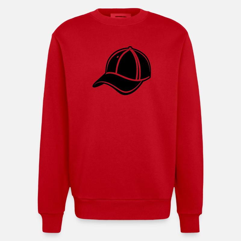 Baseball Cap - Heavyweight Oversized Organic Crew Neck Made in EU - red
