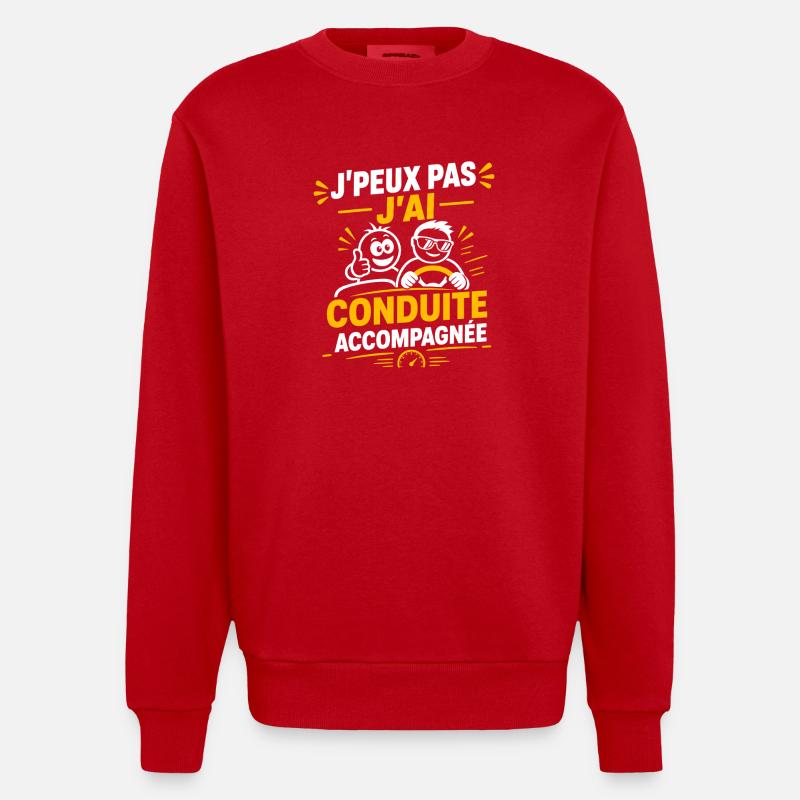 Conduite Accompagnée - Sweat bio épais oversize fabriqué en UE - rouge