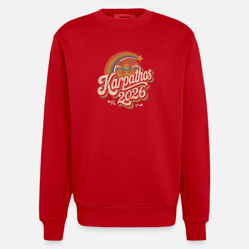 Karpathos 2026 Beach Rétro - Sweat bio épais oversize fabriqué en UE - rouge