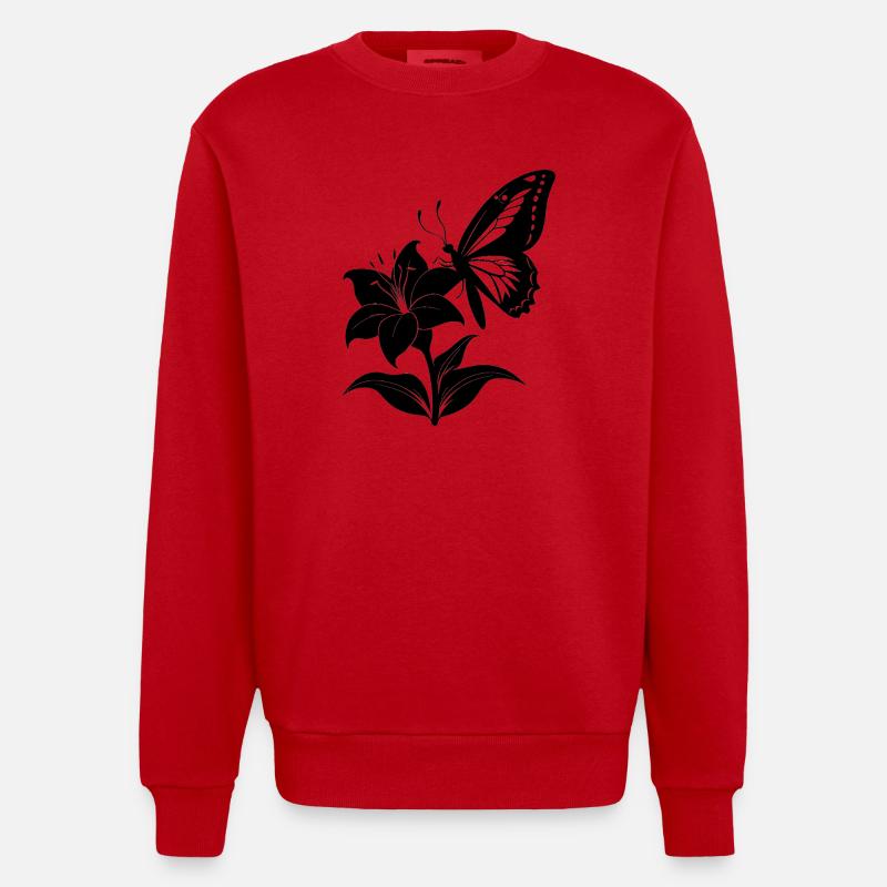 Papillon sur Lys - Sweat bio épais oversize fabriqué en UE - rouge