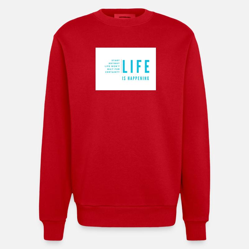 La vie se passe - Sweat bio épais oversize fabriqué en UE - rouge