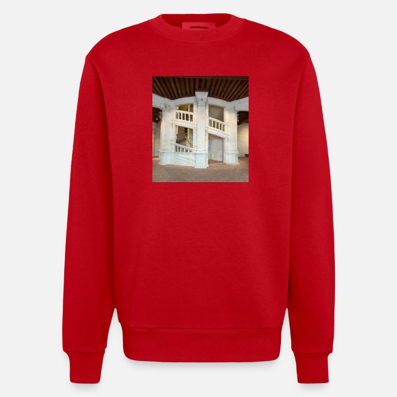 Double Spiral Staircase - Heavyweight Oversized Organic Crew Neck Made in EU - red
