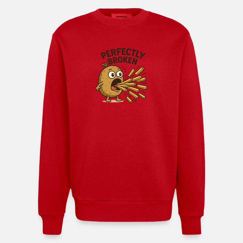 Perfekt Zerbrochen Kartoffel - Heavyweight Oversized Organic Crew Neck Made in EU - Rot